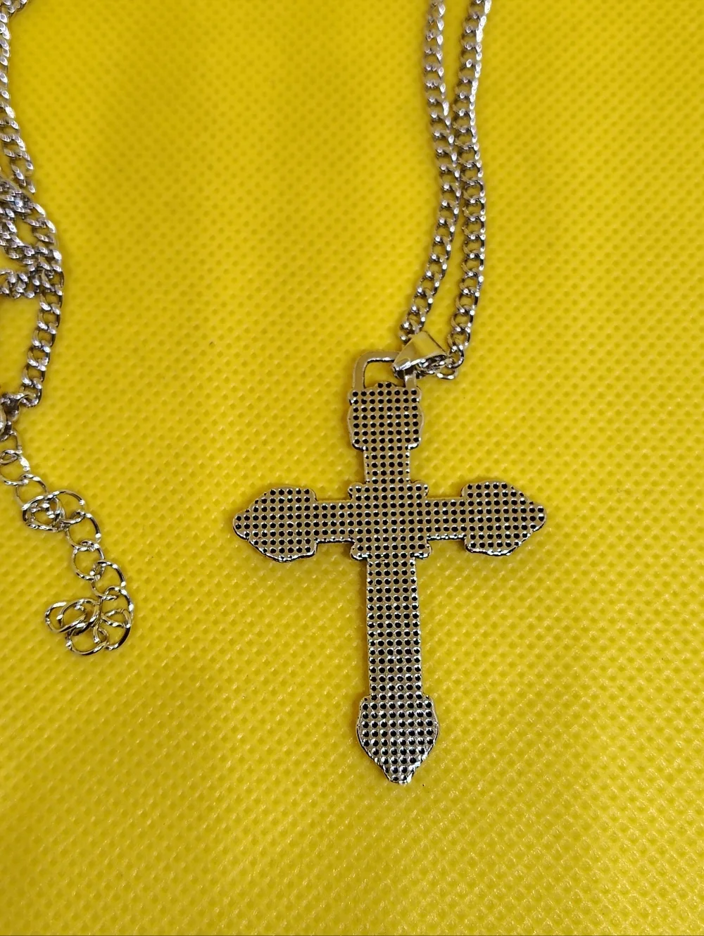 Ornate Silver-tone Cross Pendant Necklace - Picture 4 of 5
